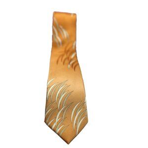 Da Ciro Boys Tie Hanky Orange Cream Beige 3" Wide 54" Long Polyester Handmade
